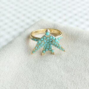 Kendra Scott Gold Teal Crystal Melody Bird Cocktail Ring #7 NEW